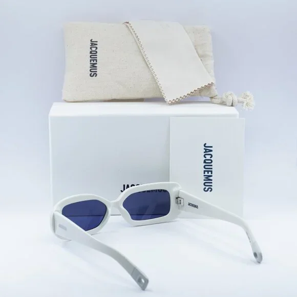 Jacquemus ROND CARRE JAC/11 C2 Sunglasses White Rectangle Frame, Blue Lenses Jacquemus ROND CARRE JAC/11 C2 Sunglasses White Rectangle  main image 2